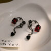 Wholesale Thorn Cane Red Rose Alloy Earrings