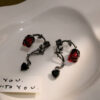 Wholesale Thorn Cane Red Rose Alloy Earrings
