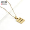 Wholesale Stainless Steel 18K Gold Square Hollow Twelve Constellation Pendants Necklaces