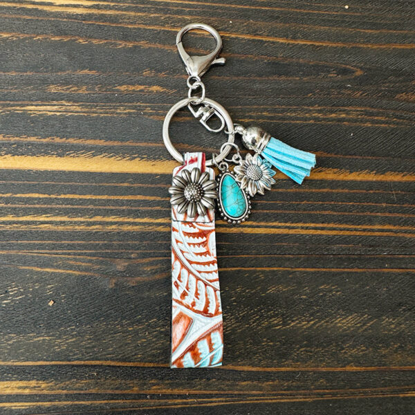 O1CN01KUM4Jz1zp38angXBA_2215459036762-0-cib Wholesale Western Cowboy Vintage Genuine Leather Turquoise Cowhide Keychain