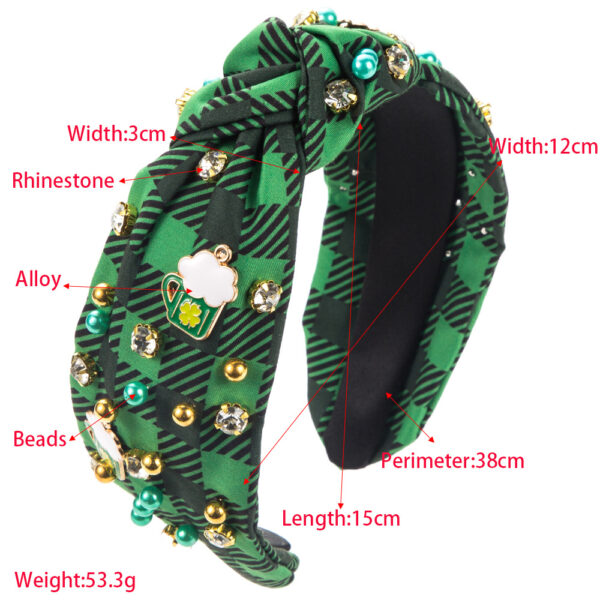 Wholesale St. Patrick's Day Plaid Fabric Diamond Headband