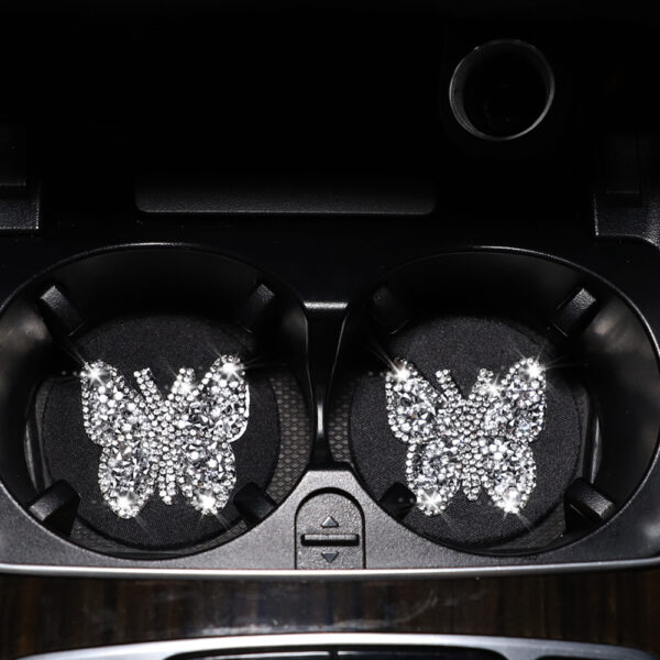 Wholesale Butterfly Diamond  PU Car Tea Coaster