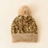 Wholesale Autumn/Winter Sequined Pom Knitted Wool Hat