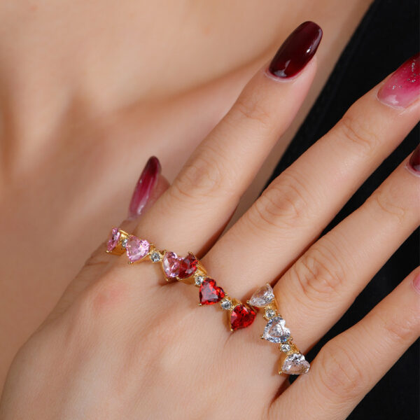 Wholesale Diamond Heart Titanium Steel Rings