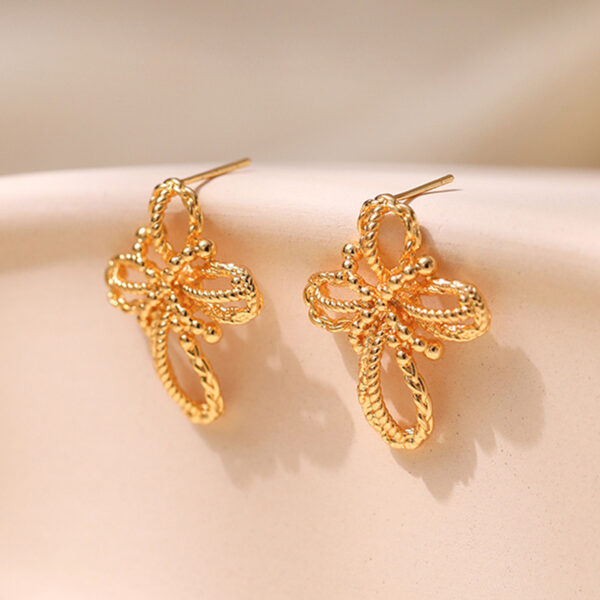 Wholesale S925 Silver Needle Plated 18K Real Gold Braided Earrings