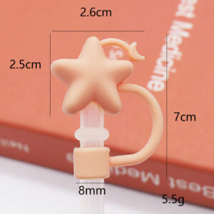 Silicone orange star and moon 8mm / Bagged without straw