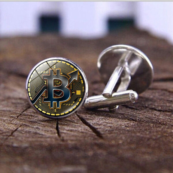 Wholesale Alloy American Gold Coin Bitcoin Time Gem Cufflinks