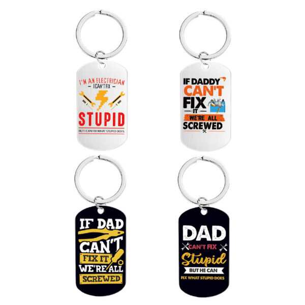 Wholesale Father's Day Color Printed Stainless Steel Keychains