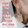 Wholesale Teacher's Day Wood Printing Pencil Book Ear Studs