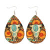 Wholesale Bull Head Water Drops Wooden Earrings