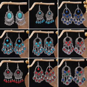 Wholesale Vintage Bohemian Tassel Turquoise Earrings