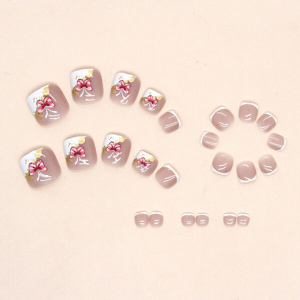 Wholesale White French Cute Pink Butterfly Feet Nail Stickers