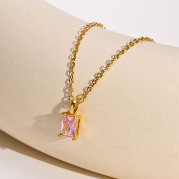 Wholesale Titanium Steel Square Zircon Necklace