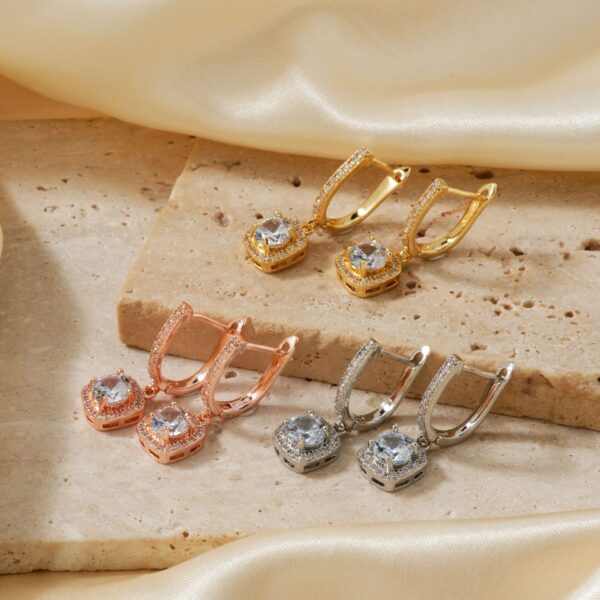 Wholesale Micropaved Zirconia Square Earrings