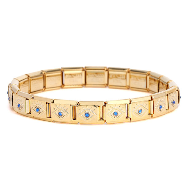 Wholesale Composable Bracelet Fan-shaped Pink Peach Heart Single 9MM Stainless Steel Elastic Bracelet