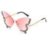 Wholesale Butterfly Shape Diamond Frameless Fashionable Personality Exaggerated Sunglasses