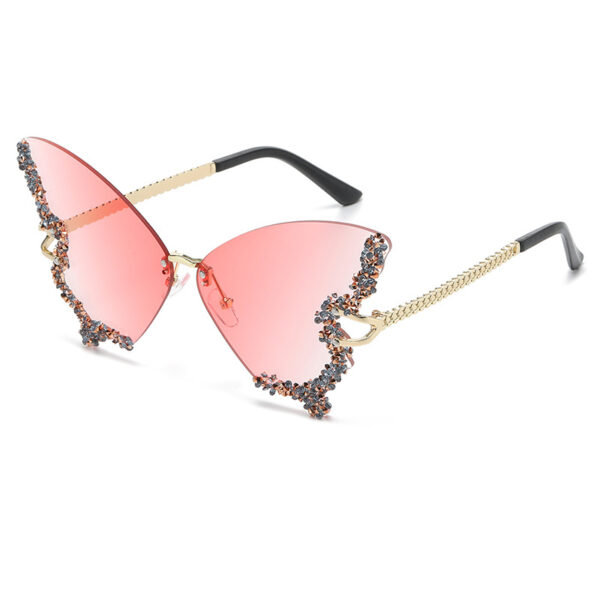 Wholesale Butterfly Shape Diamond Frameless Fashionable Personality Exaggerated Sunglasses