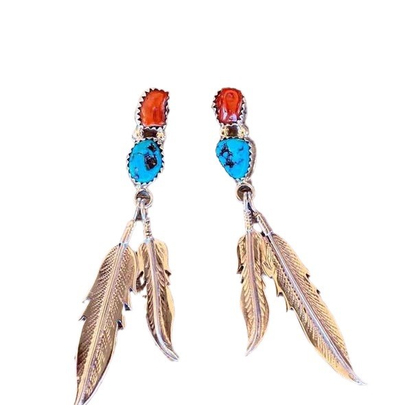 Wholesale Vintage Bohemian Ethnic Feather Earrings Alloy