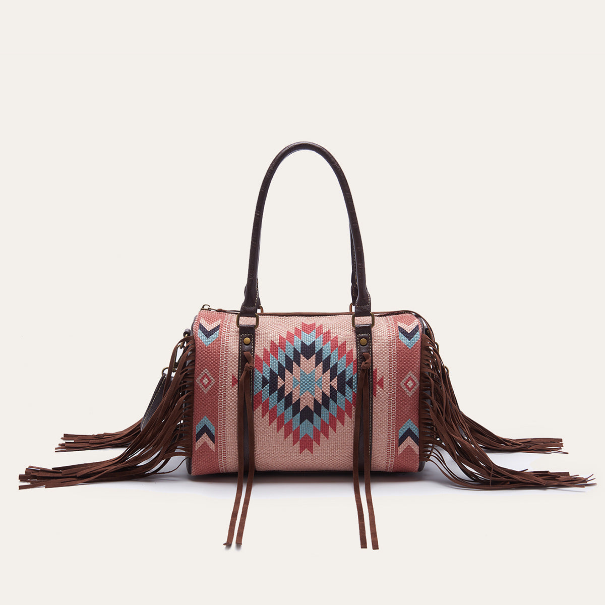 Wholesale Cotton Linen Aztec Pattern Hand Woven Tassel Handheld Messenger Bag