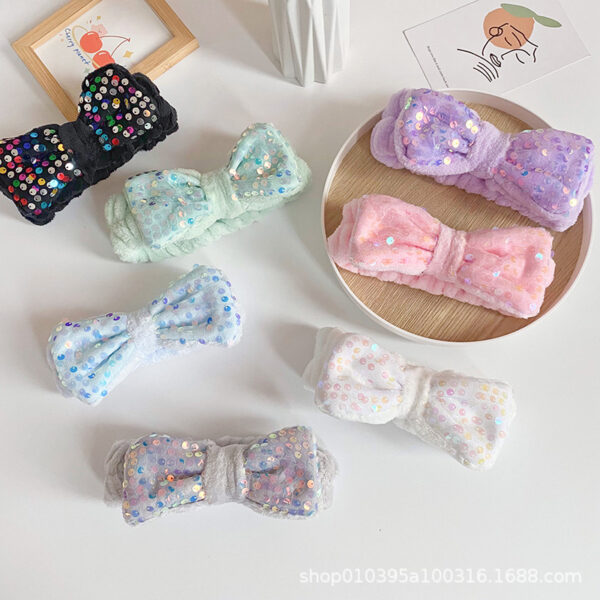 Wholesale Fabric Sequin Bow Hair Hoop