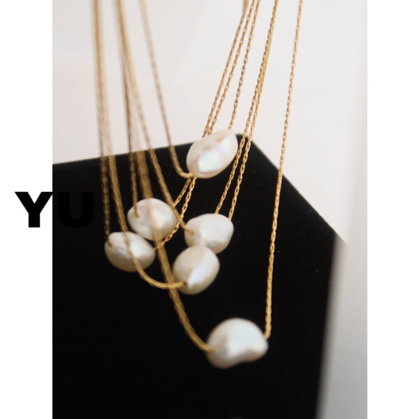 Wholesale Irregular Shaped Pearl Titanium Steel Necklace