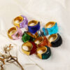 Wholesale Titanium Steel 18k Gold Ring with Large Colored Stones