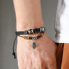 Wholesale Beaded Multi-layer Woven Leaves Men's Leather Bracelet