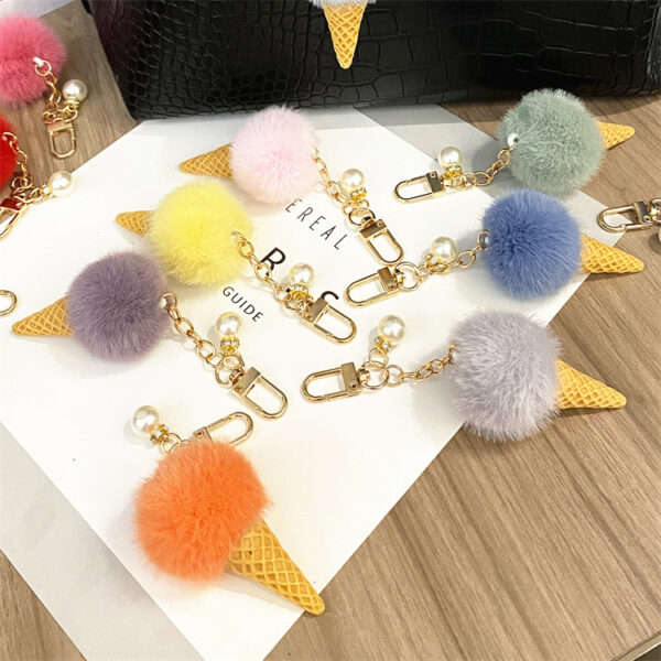 Wholesale Plush Candy Color Ice Cream Pom Keychain