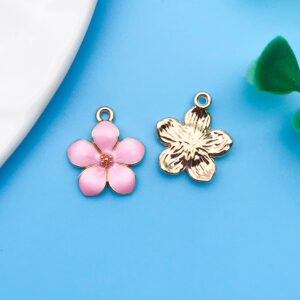 1 piece 14×16mm oil dripping pink cherry blossom-10961-1.2g