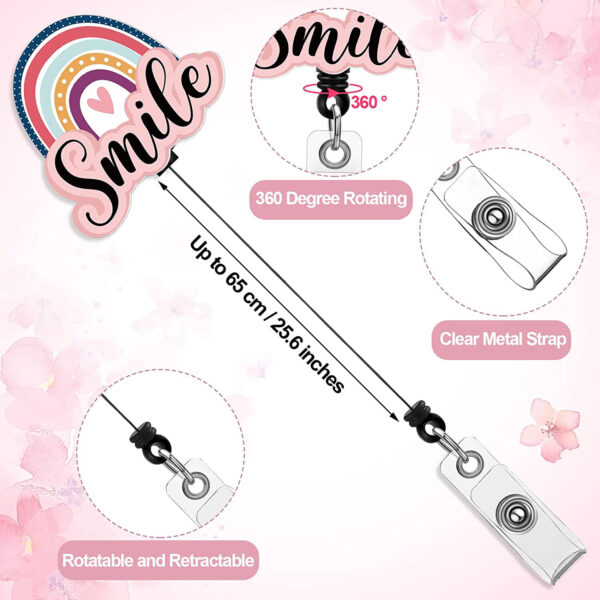 Wholesale Badge Reels Acrylic Rainbow Easy Pull Buckle Retractable Keychain