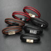 Wholesale Men's Leather Woven Magnetic Buckle Bracelets