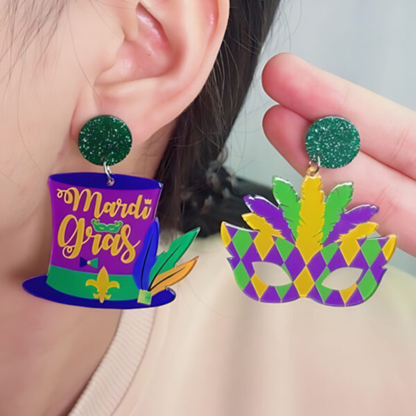 O1CN01KvdV9m1T3MFo5Ptuo_2677772326-0-cib Wholesale Carnival Mask Acrylic Mardi Gras Earrings