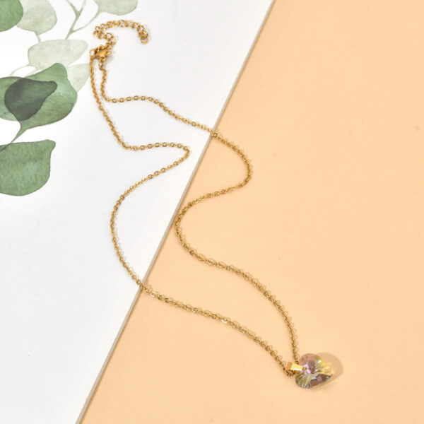 Wholesale Love Zircon Colored Pendant Stainless Steel Necklaces