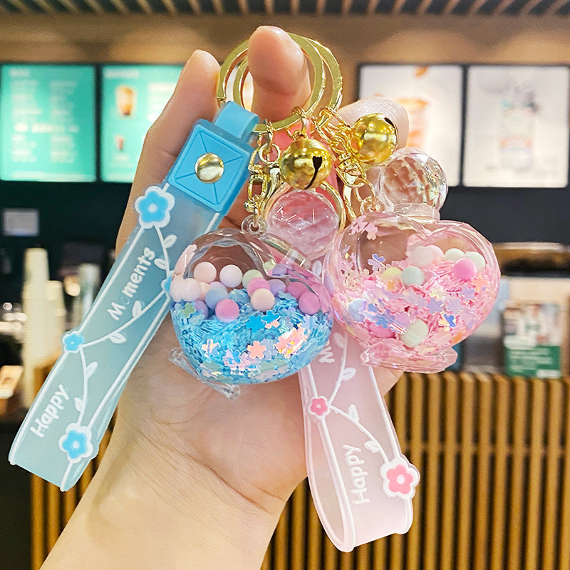 Wholesale Acrylic Perfume Bottle Oil Quicksand Keychain