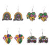 Wholesale Carnival Rainbow Truck Clown Hat Wooden  Mardi Gras Earrings
