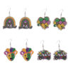 Wholesale Carnival Rainbow Truck Clown Hat Wooden  Mardi Gras Earrings