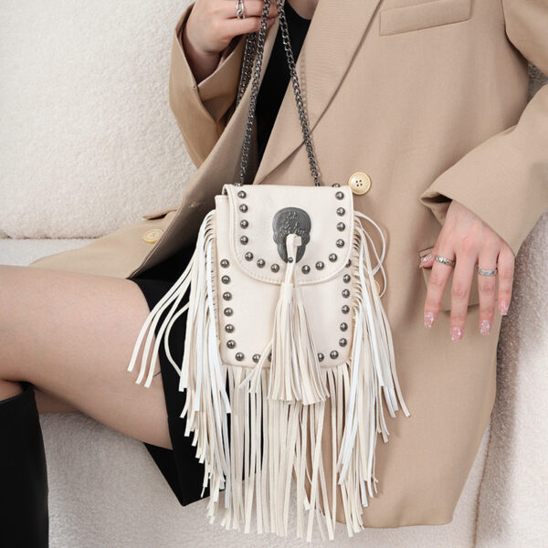 Wholesale PU Rivet Tassel Shoulder Bag