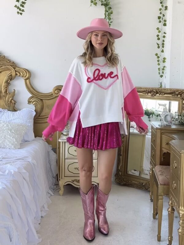 Wholesale Valentine's Day Cotton Polyester Embroidered Long Sleeved Hoodies