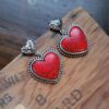 Wholesale Western Style Heart Red Turquoise Earrings