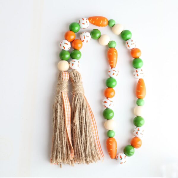 Wholesale Beads Lotus Wood Easter Carrot Wooden Beads Hemp Rope Tassel Wooden Beads 10pcs OLY-BDS-DJ007