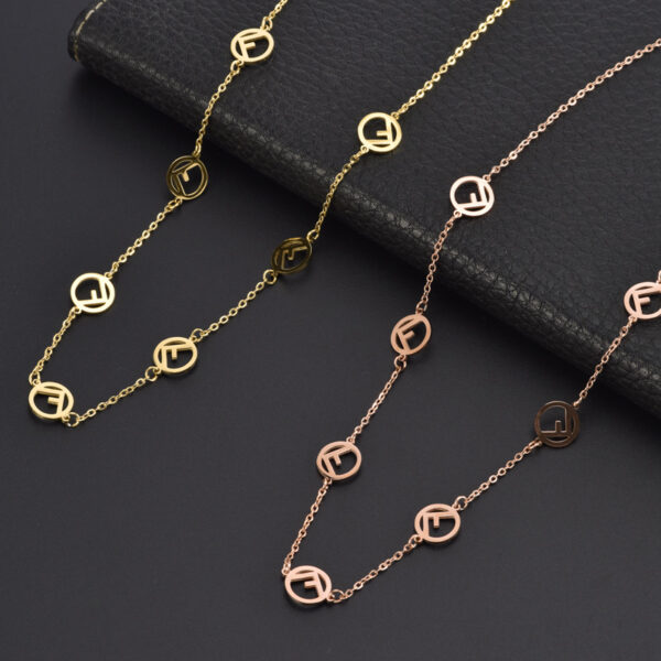 Wholesale Titanium Steel F Letter Necklace