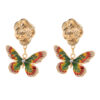 Wholesale Alloy Oil Drop Diamond Color Matching Butterfly Earrings