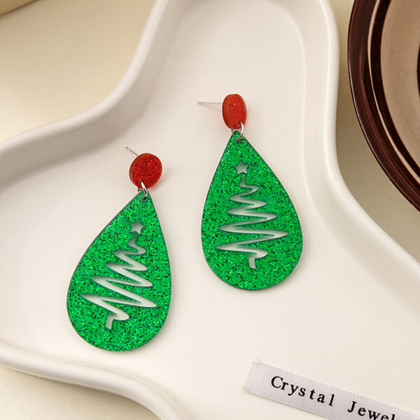 Wholesale Leaves Hollow Christmas Tree Sequin Drop Earrings Niche Round  Acrylic Earrings