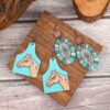 Wholesale of Western Wind Bull Head Sunflower Cactus Horse Head Wooden Slice Earrings