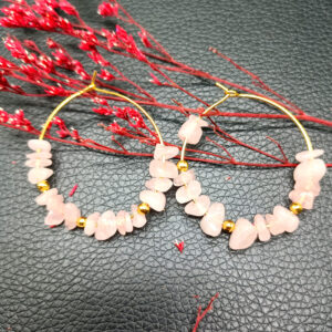 Pink Crystal gold earrings + gold beads