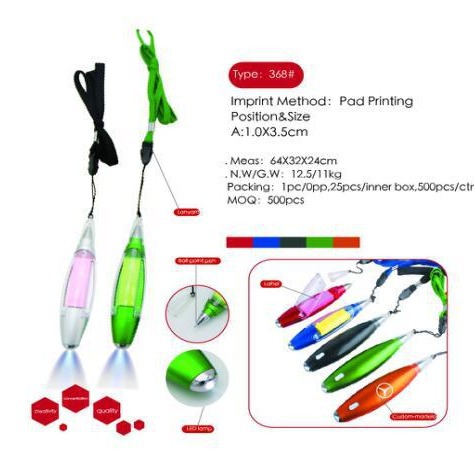 Wholesale Color Hanging Rope Luminous Note Stickers LED Light Pen Ballpoint Pen