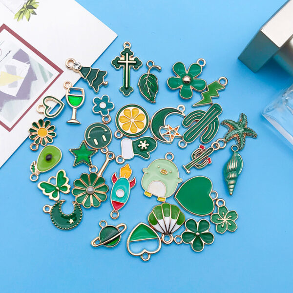 Wholesale Drip Oil Green Cartoon Plant Animal Alloy DIY Necklace Bracelet Pendant