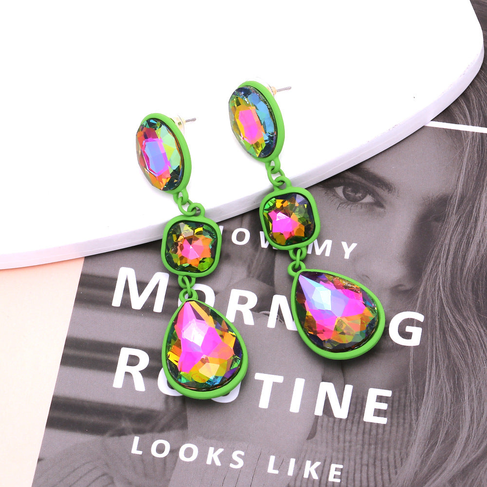 Wholesale Water op Crystal Color Diamonds Alloy Earrings