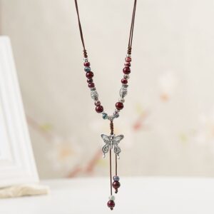 Wholesale Jewelry Butterfly Long Ceramic Beads Necklace