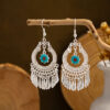 Wholesale Color Long Feather Tassel Alloy Earrings